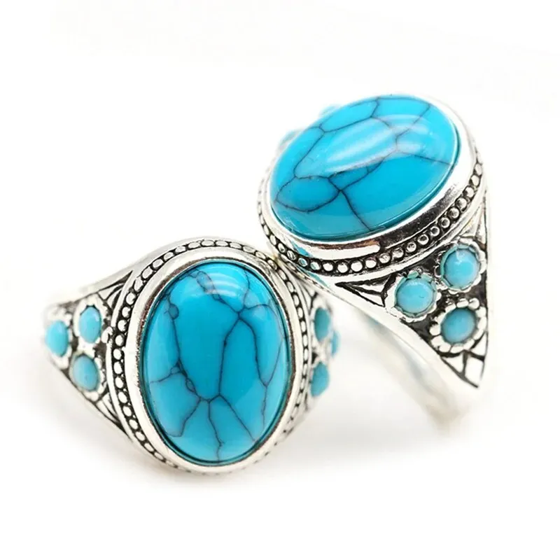 Natural Turquoise Engagement Rings For Women Men