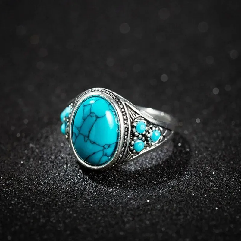 Natural Turquoise Engagement Rings For Women Men