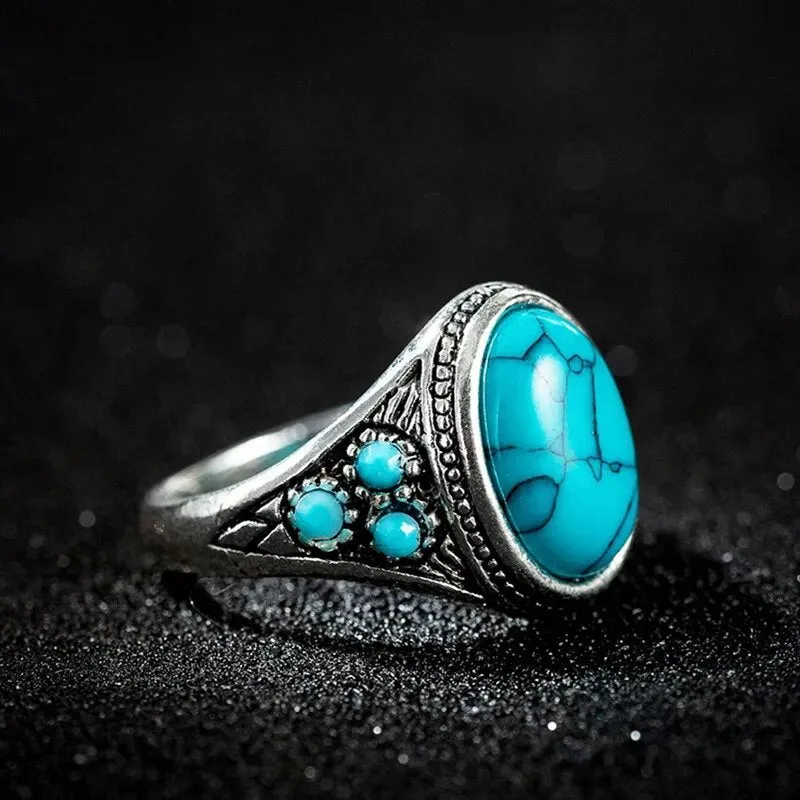 Natural Turquoise Engagement Rings For Women Men