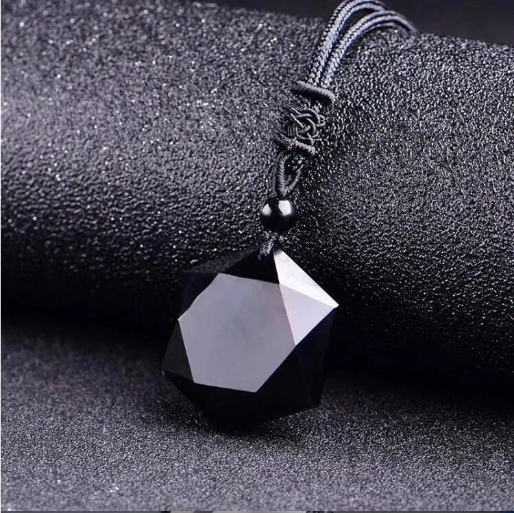Necklace Obsidian Star Pendant Lucky Love