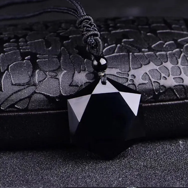Necklace Obsidian Star Pendant Lucky Love