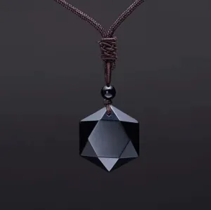 Necklace Obsidian Star Pendant Lucky Love