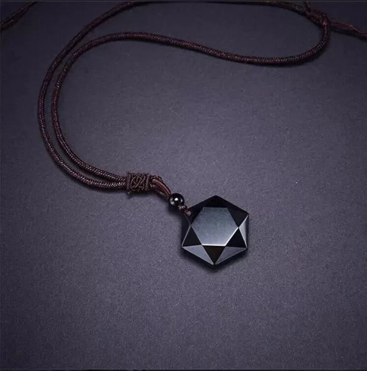 Necklace Obsidian Star Pendant Lucky Love