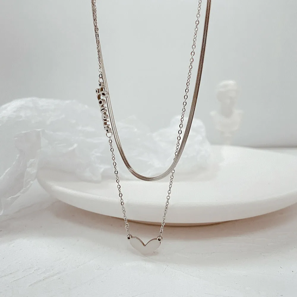 NEHZUS Classic Creative Love Pendant With Double Layer Stainless Steel New Ladies Necklace
