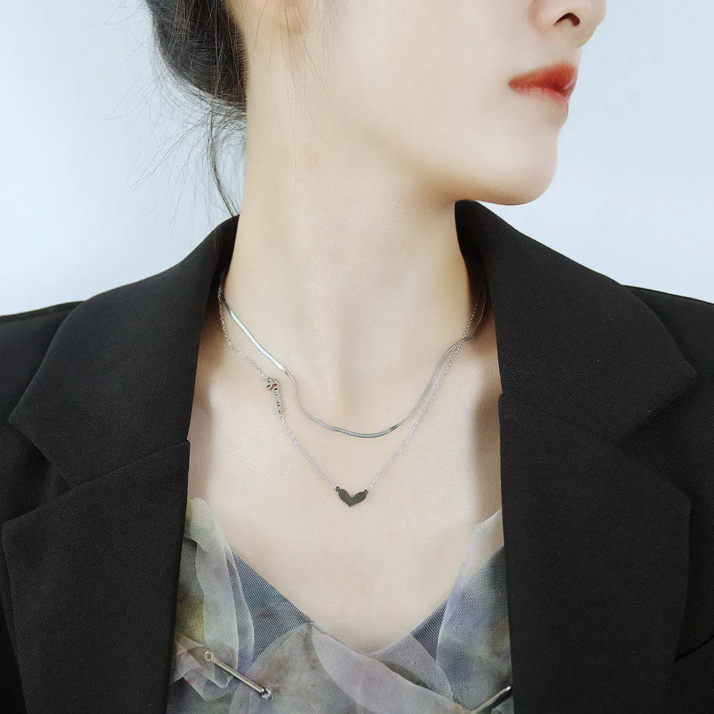 NEHZUS Classic Creative Love Pendant With Double Layer Stainless Steel New Ladies Necklace