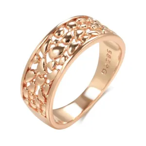 New 14K Filled Rose Gold Ethnic Trendy Daily Unique Glossy Hollow Pattern Women Rings - Vintage Design Jewellery