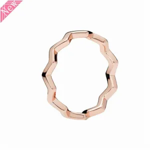 NEW Arrival 2018 Autumn CollectionTimeless Zigzag Stackable Rings for Women Blush-pink Rose Gold Jewelry Wholesale RFR005