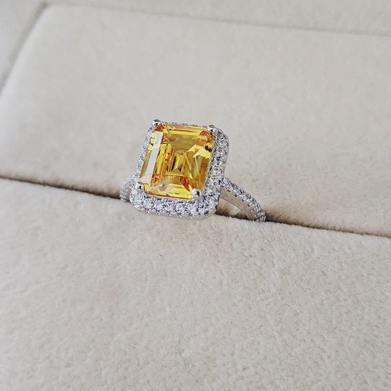 NEW ARRIVAL Designer Fashion Yellow Square Cut AAA  Quality CZ Diamonds Fashion Rings