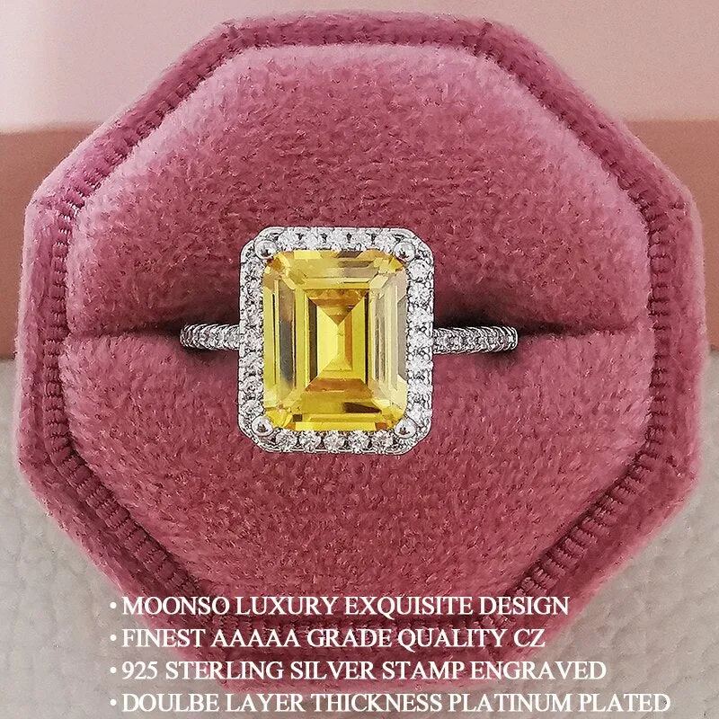 NEW ARRIVAL Designer Fashion Yellow Square Cut AAA  Quality CZ Diamonds Fashion Rings