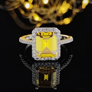 NEW ARRIVAL Designer Fashion Yellow Square Cut AAA  Quality CZ Diamonds Fashion Rings