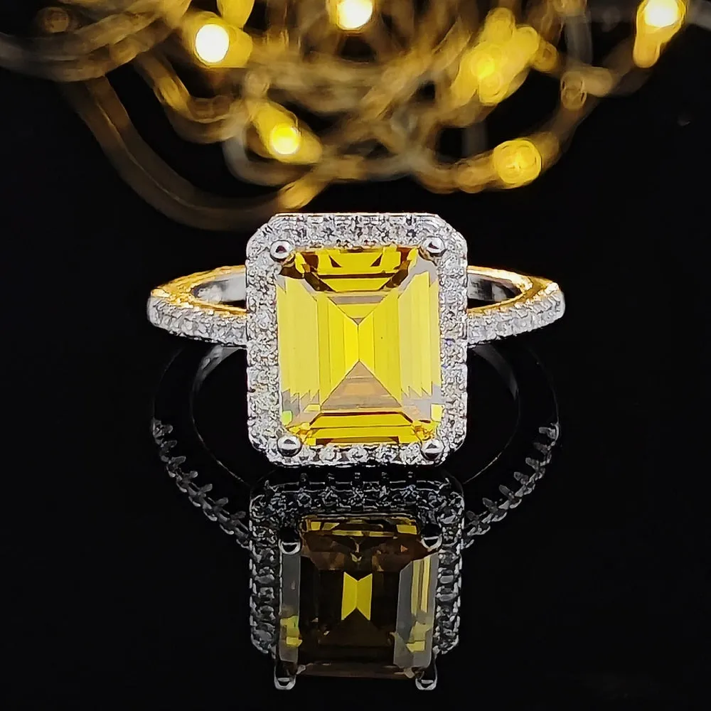 NEW ARRIVAL Designer Fashion Yellow Square Cut AAA  Quality CZ Diamonds Fashion Rings