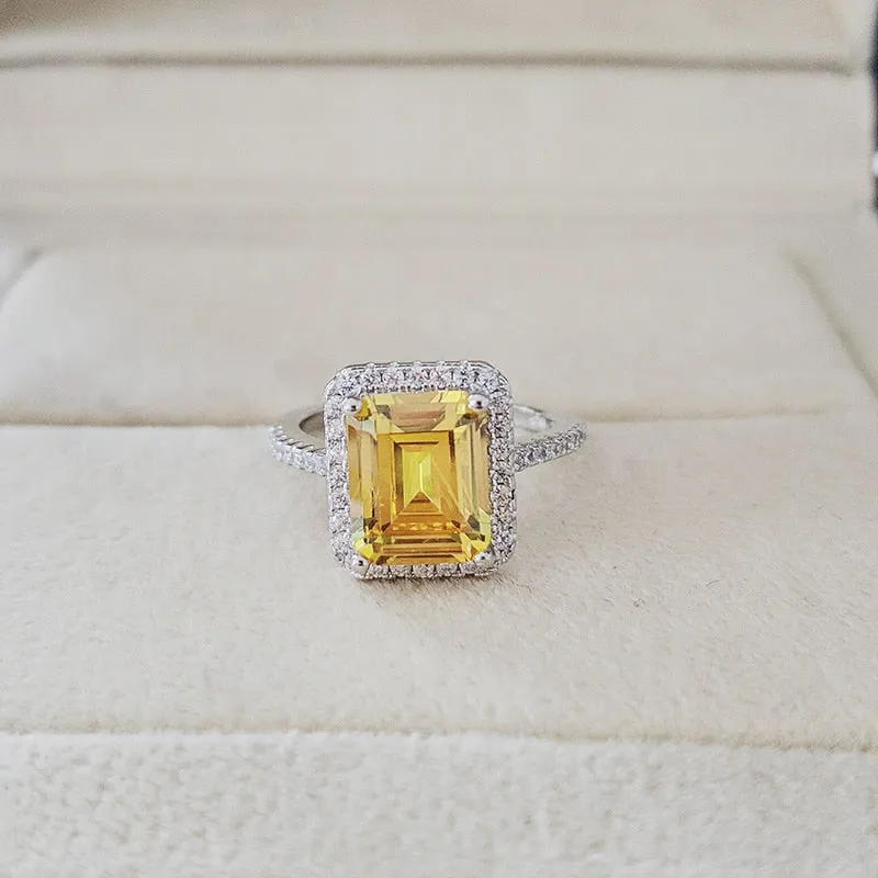 NEW ARRIVAL Designer Fashion Yellow Square Cut AAA  Quality CZ Diamonds Fashion Rings