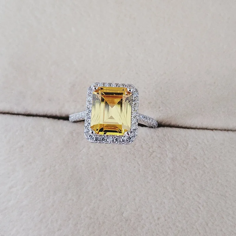 NEW ARRIVAL Designer Fashion Yellow Square Cut AAA  Quality CZ Diamonds Fashion Rings
