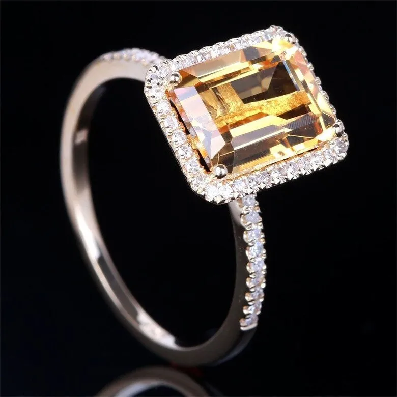 NEW ARRIVAL Designer Fashion Yellow Square Cut AAA  Quality CZ Diamonds Fashion Rings