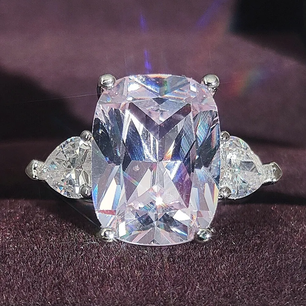 New Arrival Luxury High End Cushion Cut Designer AAA  Quality CZ Diamonds Engagement Rings
