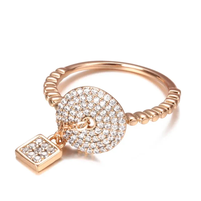 New Arrival Luxury Lock Ring Micro Inlays Covered AAA Zircon Diamonds Filled 14K Rose Gold Rings - Fine Jewelry