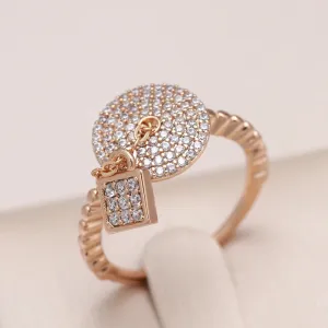 New Arrival Luxury Lock Ring Micro Inlays Covered AAA Zircon Diamonds Filled 14K Rose Gold Rings - Fine Jewelry