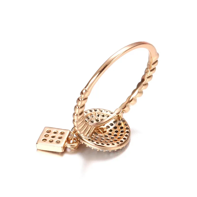 New Arrival Luxury Lock Ring Micro Inlays Covered AAA Zircon Diamonds Filled 14K Rose Gold Rings - Fine Jewelry