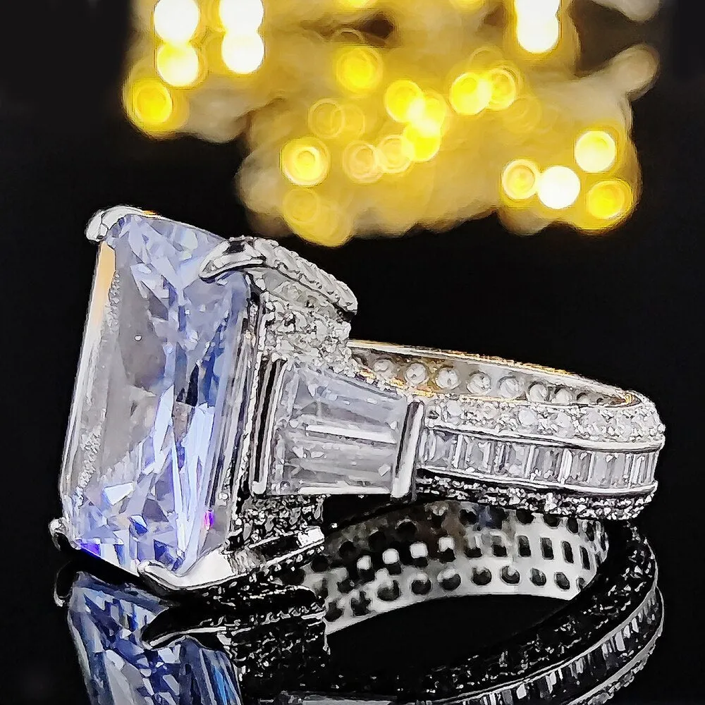 New Arrival Marvelous Luxury Rectangle Cut AAA  Quality CZ Diamonds Engagement Rings