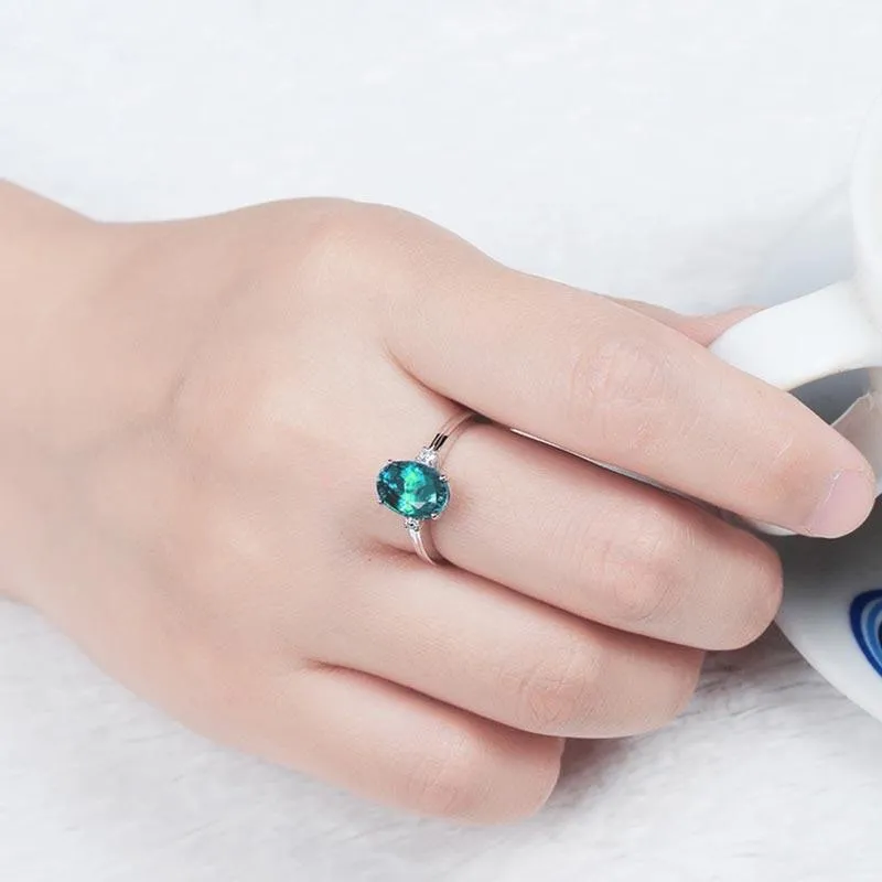 New Classic Oval Cut green/pink/blue Lab Sapphires Gemstone Fashion Rings