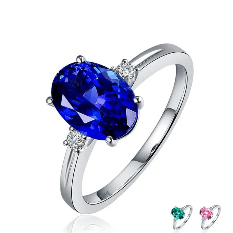 New Classic Oval Cut green/pink/blue Lab Sapphires Gemstone Fashion Rings