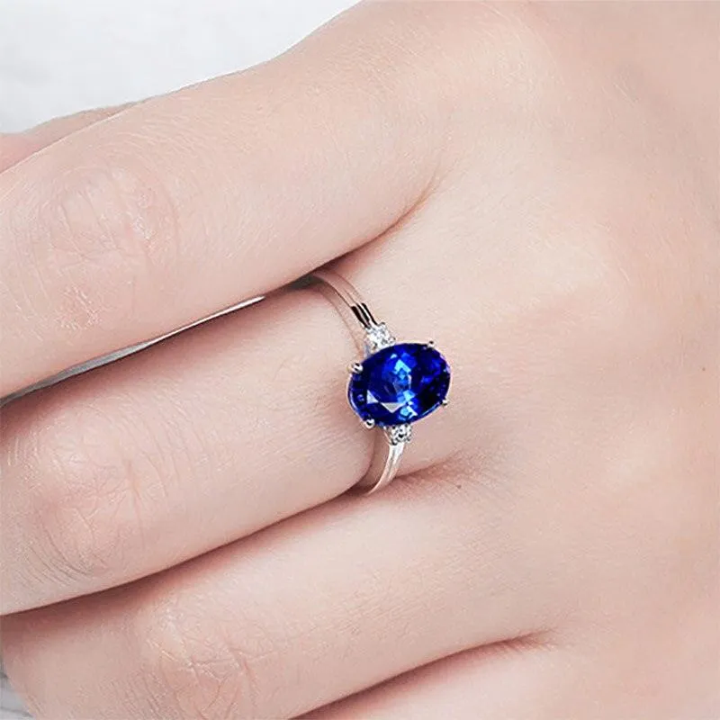 New Classic Oval Cut green/pink/blue Lab Sapphires Gemstone Fashion Rings