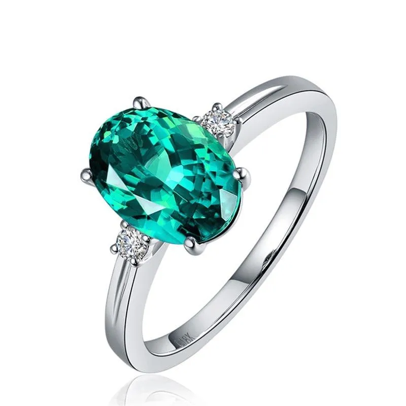 New Classic Oval Cut green/pink/blue Lab Sapphires Gemstone Fashion Rings