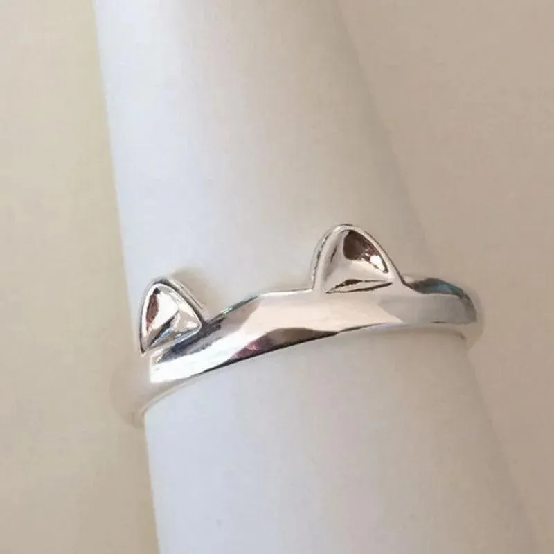 New Cute Lifelike Cat Opening Rings For Women and Girls - Trendy Silver Color Adjustable Jewellery Rings