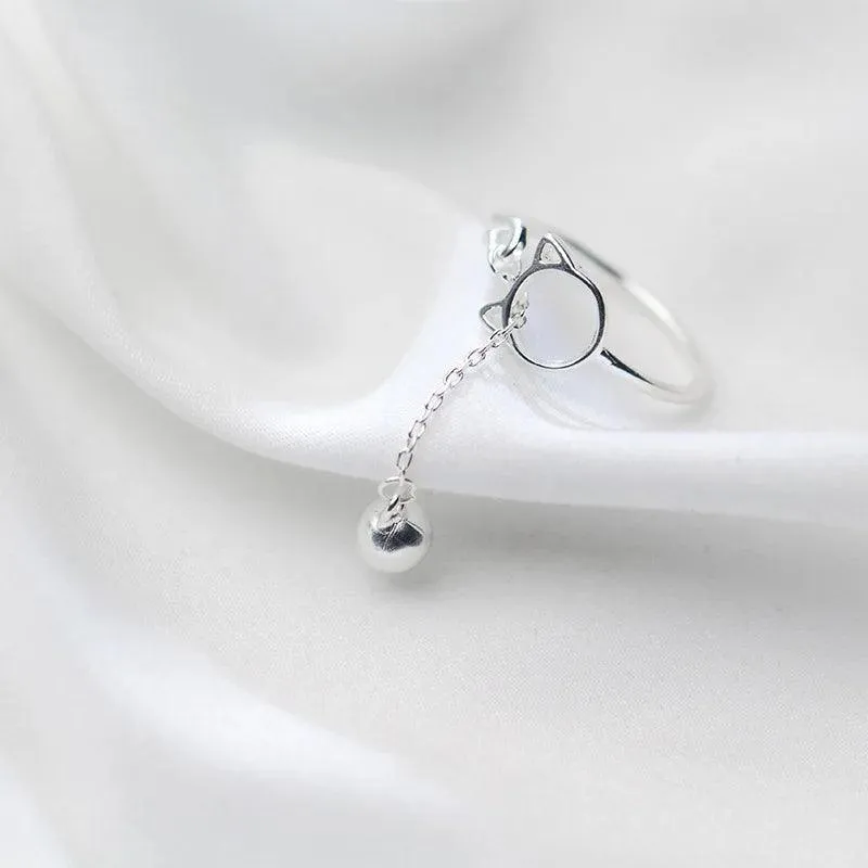 New Cute Lifelike Cat Opening Rings For Women and Girls - Trendy Silver Color Adjustable Jewellery Rings