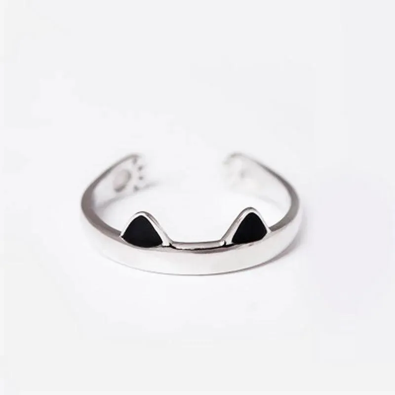 New Cute Lifelike Cat Opening Rings For Women and Girls - Trendy Silver Color Adjustable Jewellery Rings