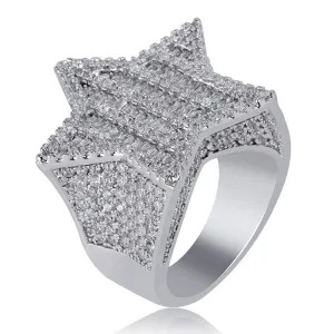 New Design Five-pointed Star Micro Paved Zircon Ring