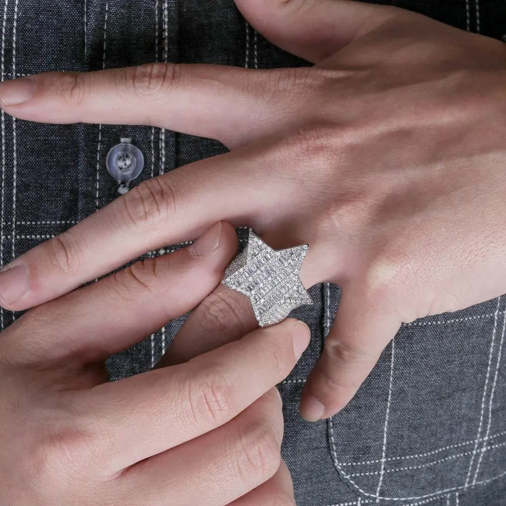 New Design Five-pointed Star Micro Paved Zircon Ring