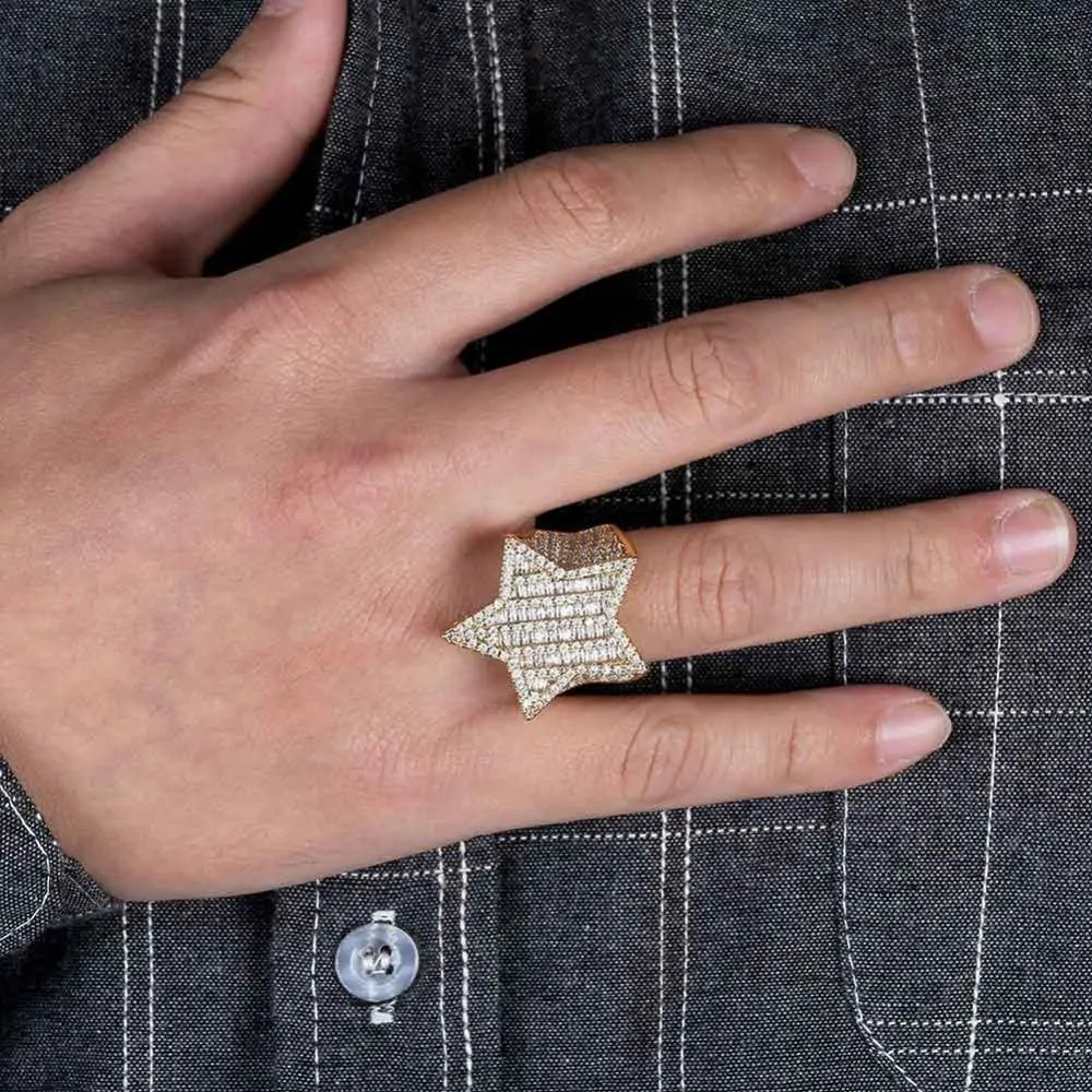 New Design Five-pointed Star Micro Paved Zircon Ring