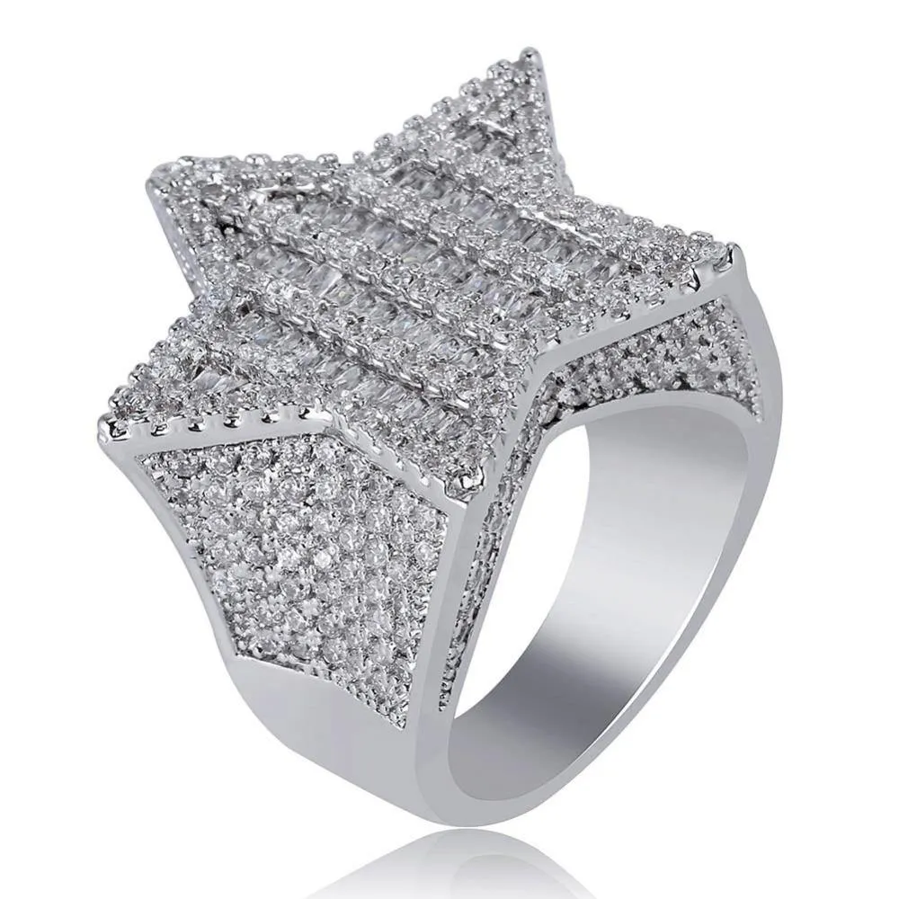 New Design Five-pointed Star Micro Paved Zircon Ring