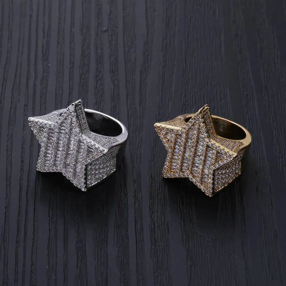 New Design Five-pointed Star Micro Paved Zircon Ring