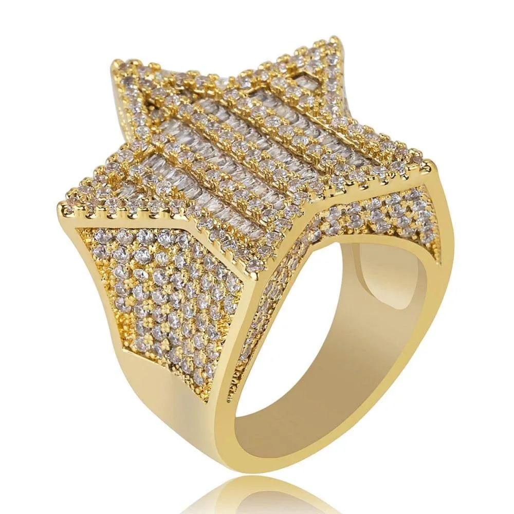 New Design Five-pointed Star Micro Paved Zircon Ring
