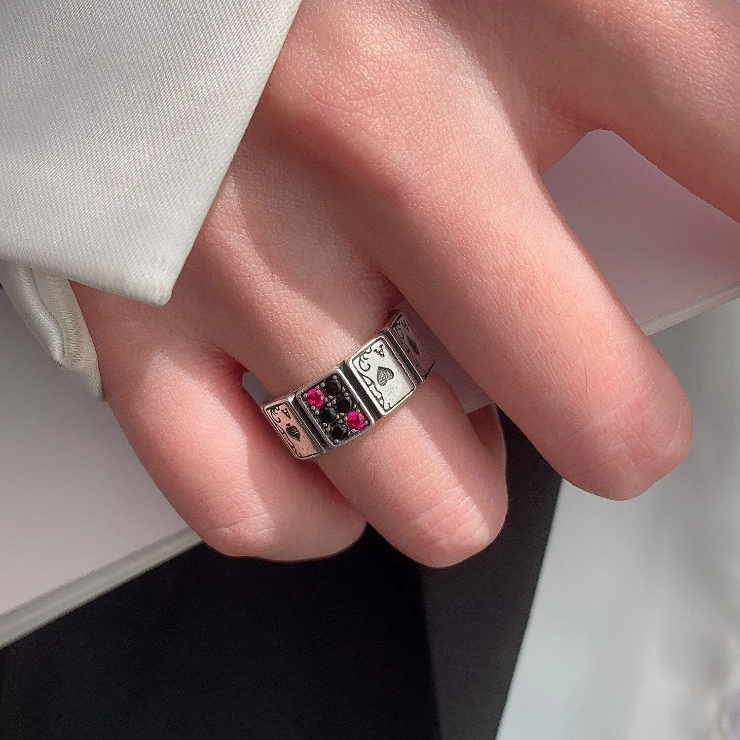 New Design Playing Cards Cuff Finger Rings for Women