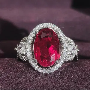NEW  Designer Luxury Red Stone Oval Cut AAA  Quality CZ Diamonds Fashion Rings