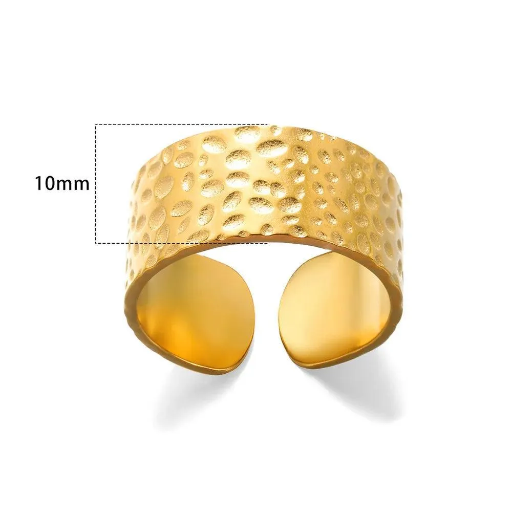 New In Stainless Steel Wide Rings for Women Girl - 18K Gold Colour Trendy Jewellery Gifts