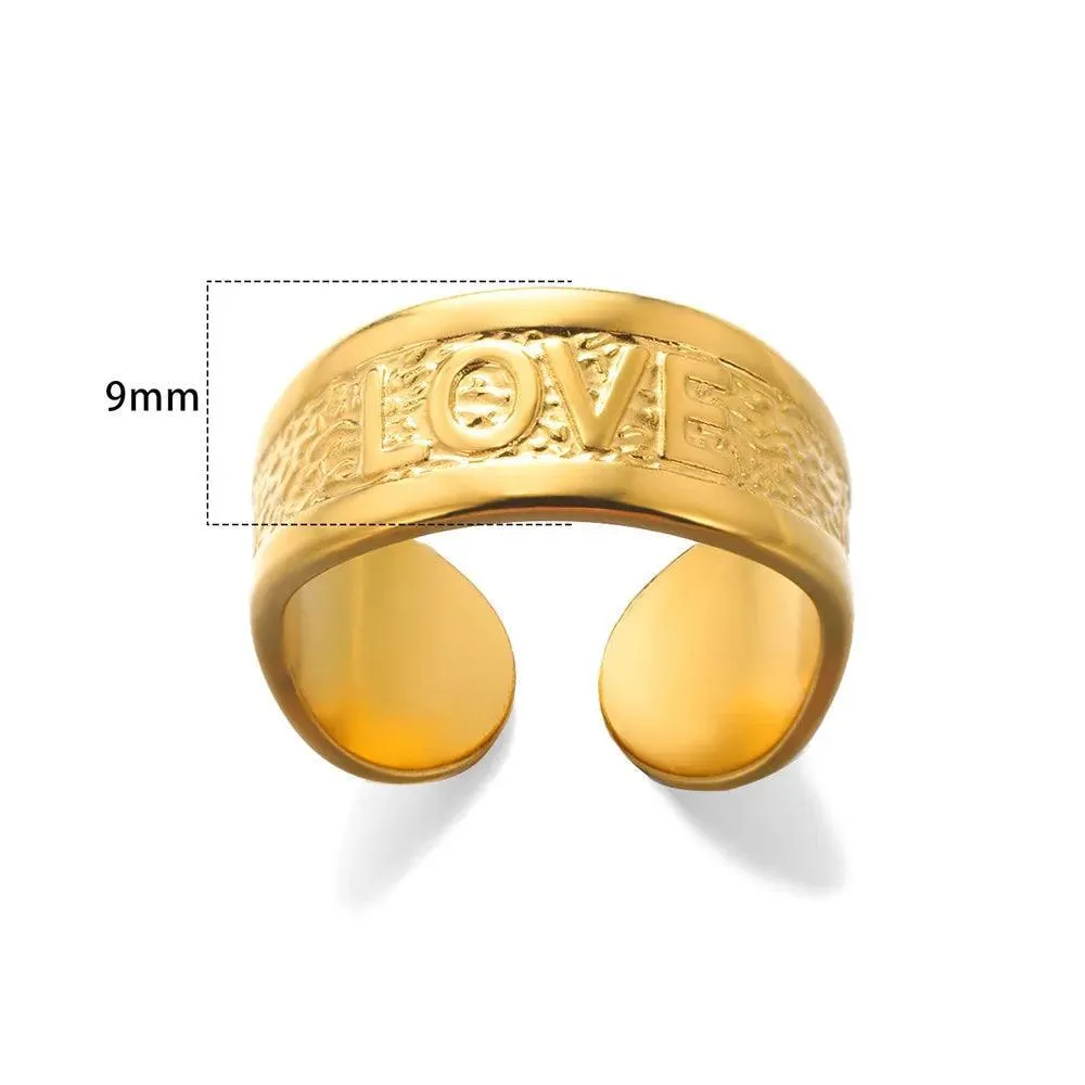 New In Stainless Steel Wide Rings for Women Girl - 18K Gold Colour Trendy Jewellery Gifts