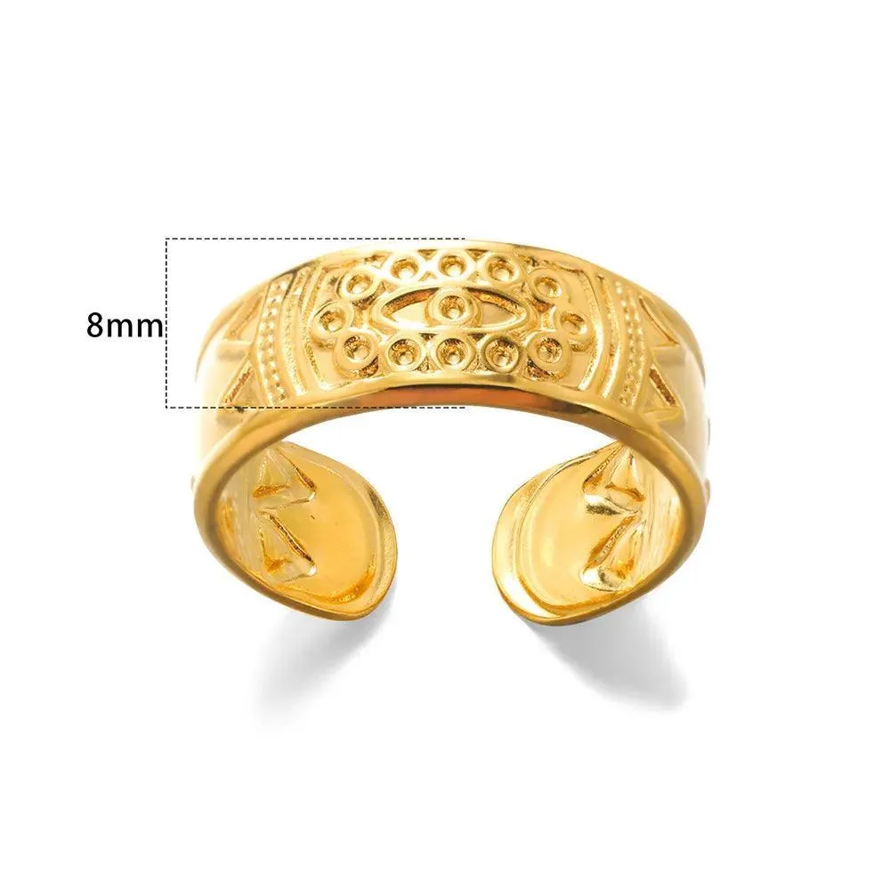 New In Stainless Steel Wide Rings for Women Girl - 18K Gold Colour Trendy Jewellery Gifts