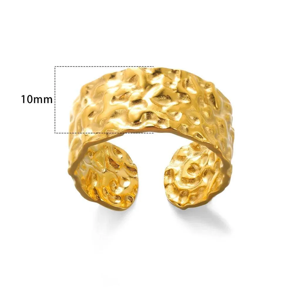 New In Stainless Steel Wide Rings for Women Girl - 18K Gold Colour Trendy Jewellery Gifts