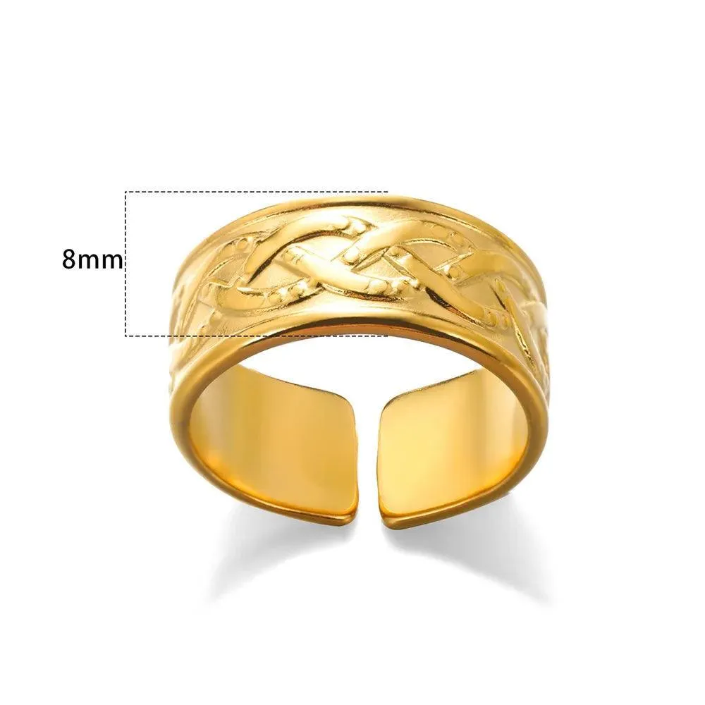 New In Stainless Steel Wide Rings for Women Girl - 18K Gold Colour Trendy Jewellery Gifts