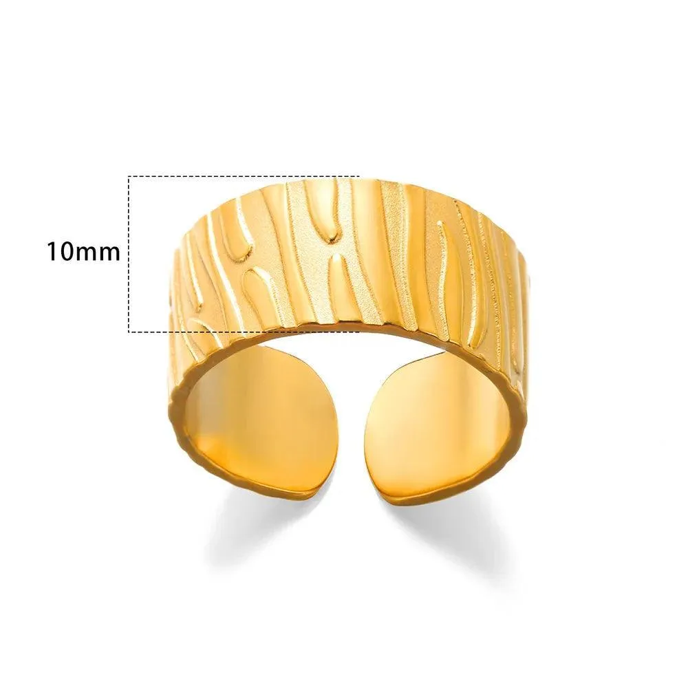 New In Stainless Steel Wide Rings for Women Girl - 18K Gold Colour Trendy Jewellery Gifts