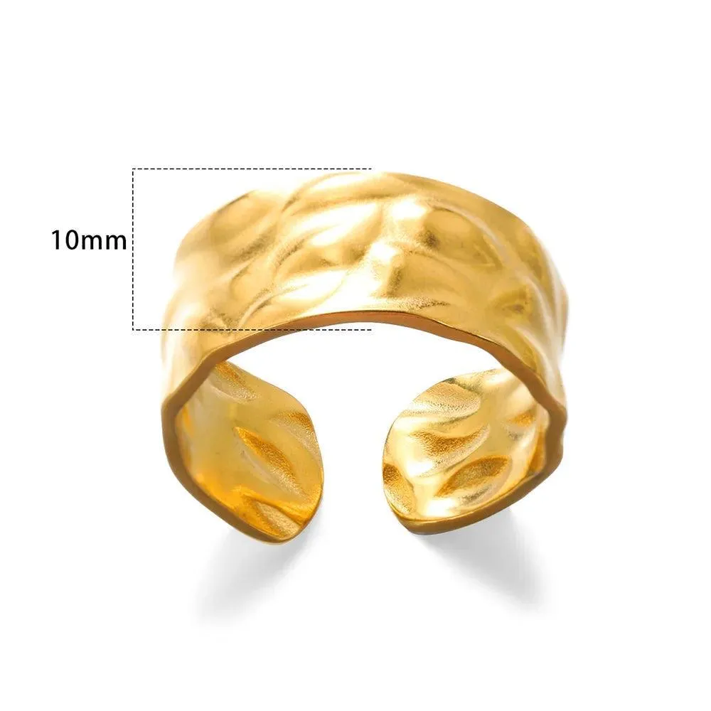 New In Stainless Steel Wide Rings for Women Girl - 18K Gold Colour Trendy Jewellery Gifts