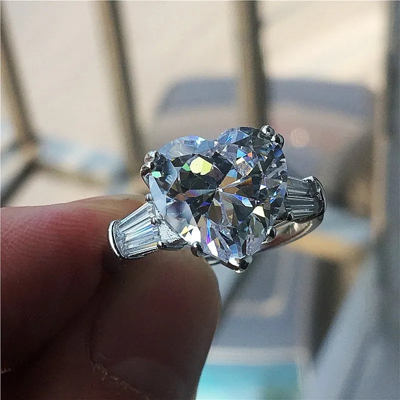 NEW Lovers Promise Ring Heart cut 12mm AAAA Quality Cubic Zirconia Diamonds Luxury Rings