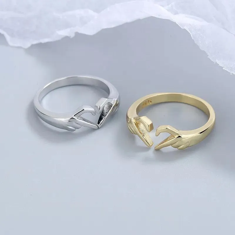 New Popular Romantic Heart Hand Hug Fashion Ring for Women and Girls -  Silver Color Punk Gesture Fashion Gift