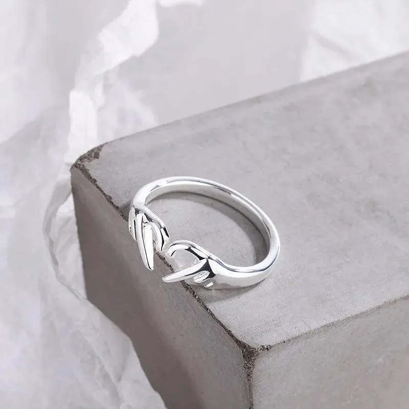 New Popular Romantic Heart Hand Hug Fashion Ring for Women and Girls -  Silver Color Punk Gesture Fashion Gift