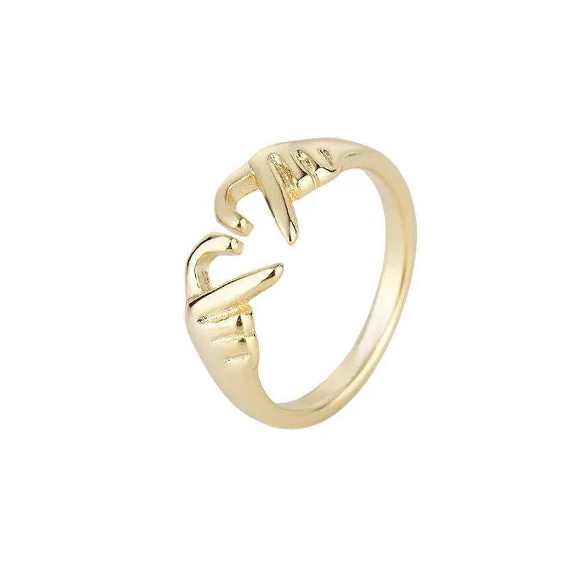 New Popular Romantic Heart Hand Hug Fashion Ring for Women and Girls -  Silver Color Punk Gesture Fashion Gift