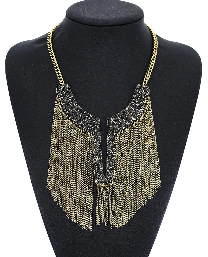 New -S Tassel Statement Necklace